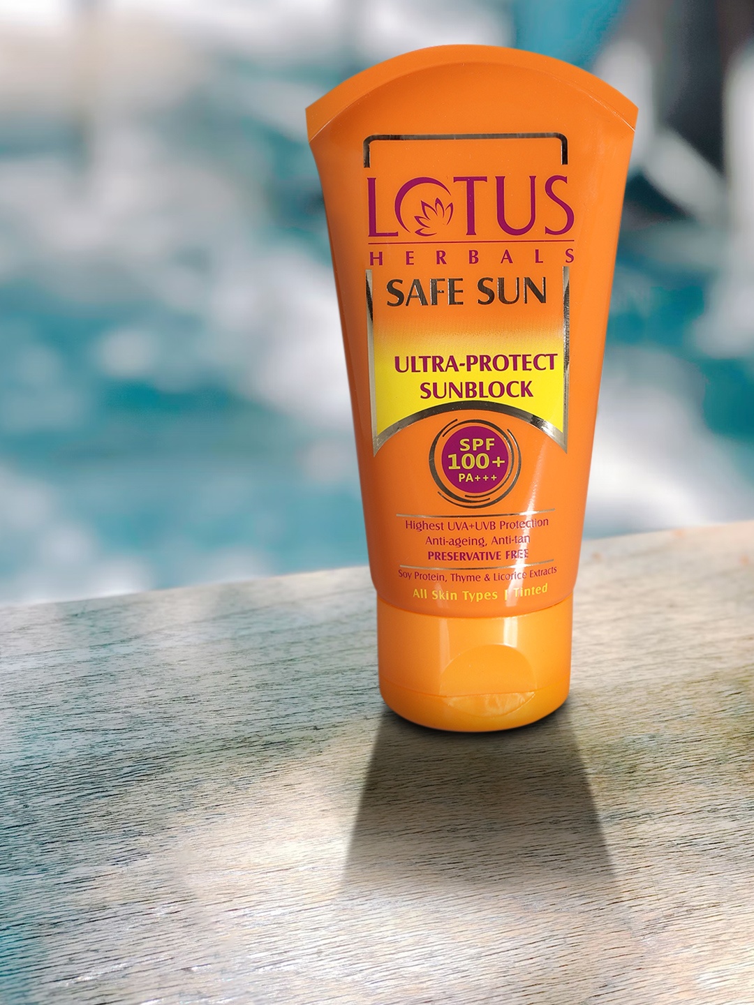 

Lotus Herbals Unisex Safe Sun SPF 100 Anti-Ageing Ultra-Protect Tinted Sunblock - 50 g, Orange