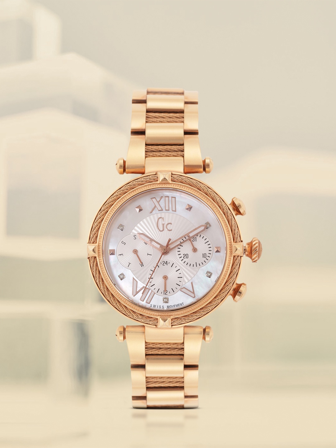 

GC Women Mother of Pearl Dial & Stainless Steel Bracelet Style Analogue Watch Y16114L1, White