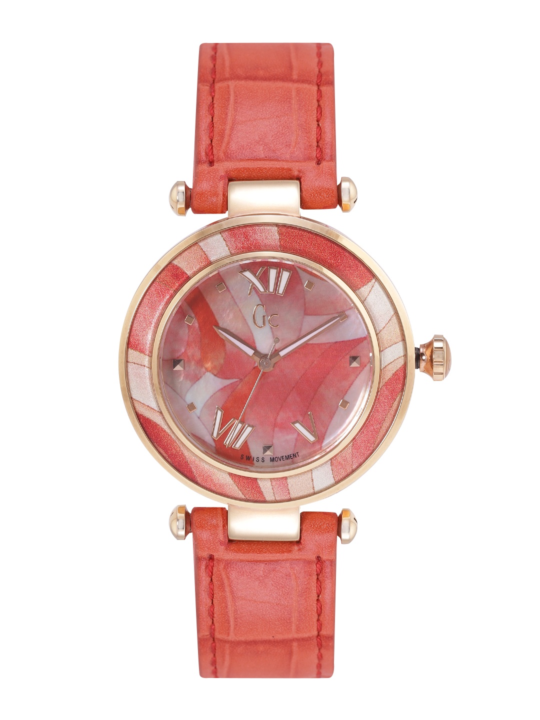 

GC Women Multicoloured Printed Dial & Red Leather Straps Analogue Watch Y21005L3