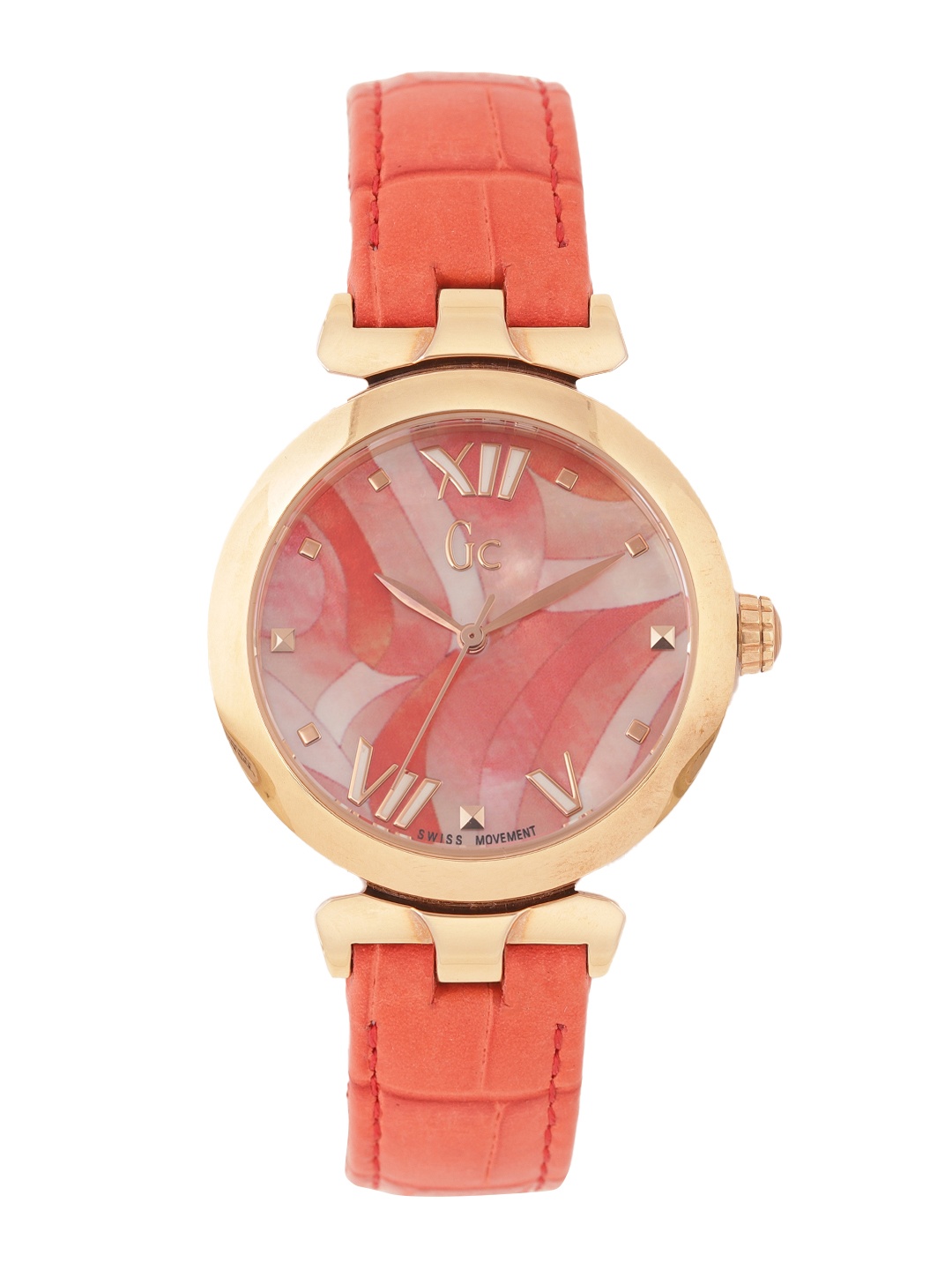 

GC Women Mother of Pearl Dial & Leather Textured Strap Analogue Watch Y20004L3, Red