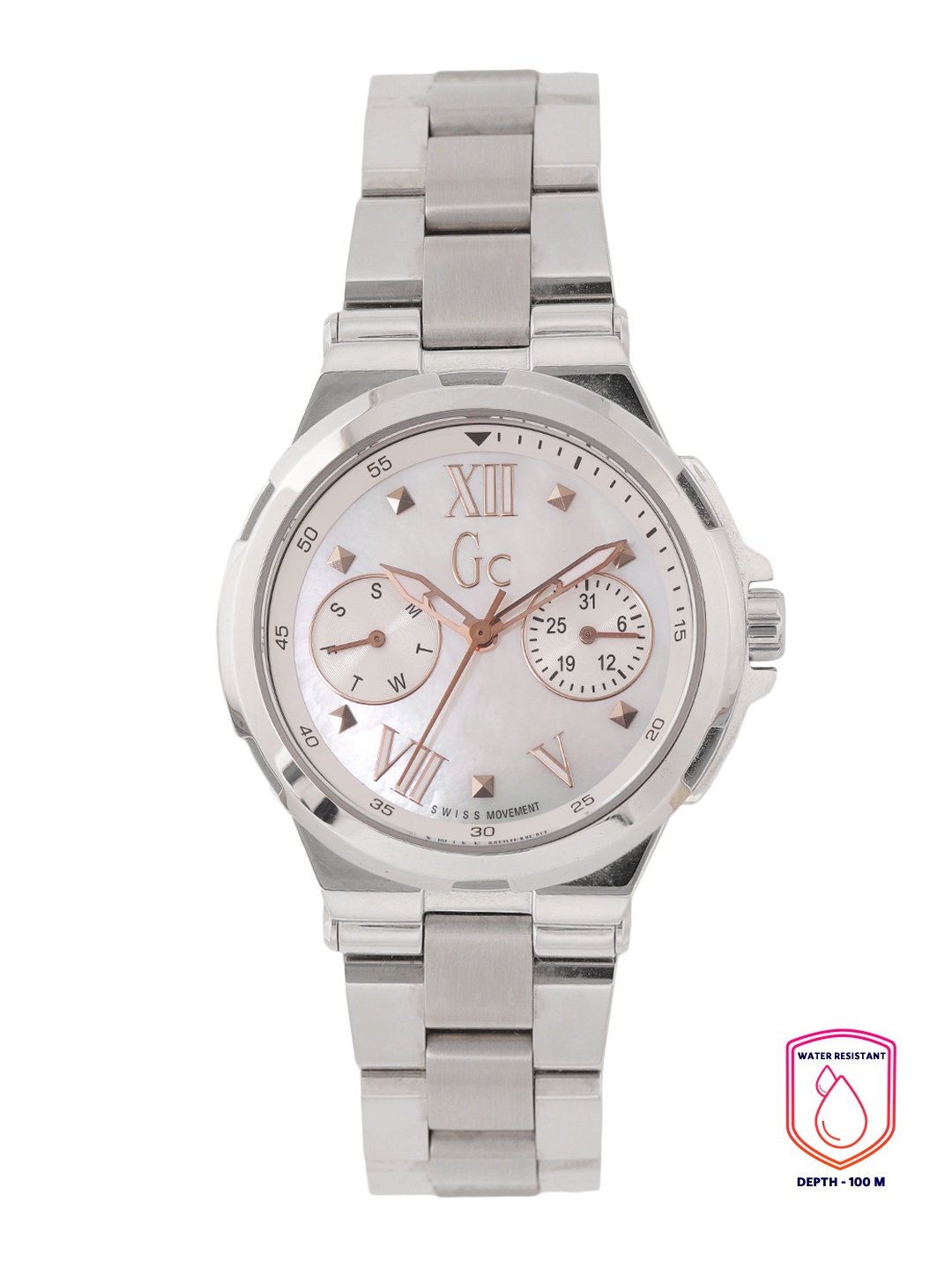 

GC Women Mother of Pearl Dial & Stainless Steel Bracelet Style Analogue Watch Y29001L1, Silver