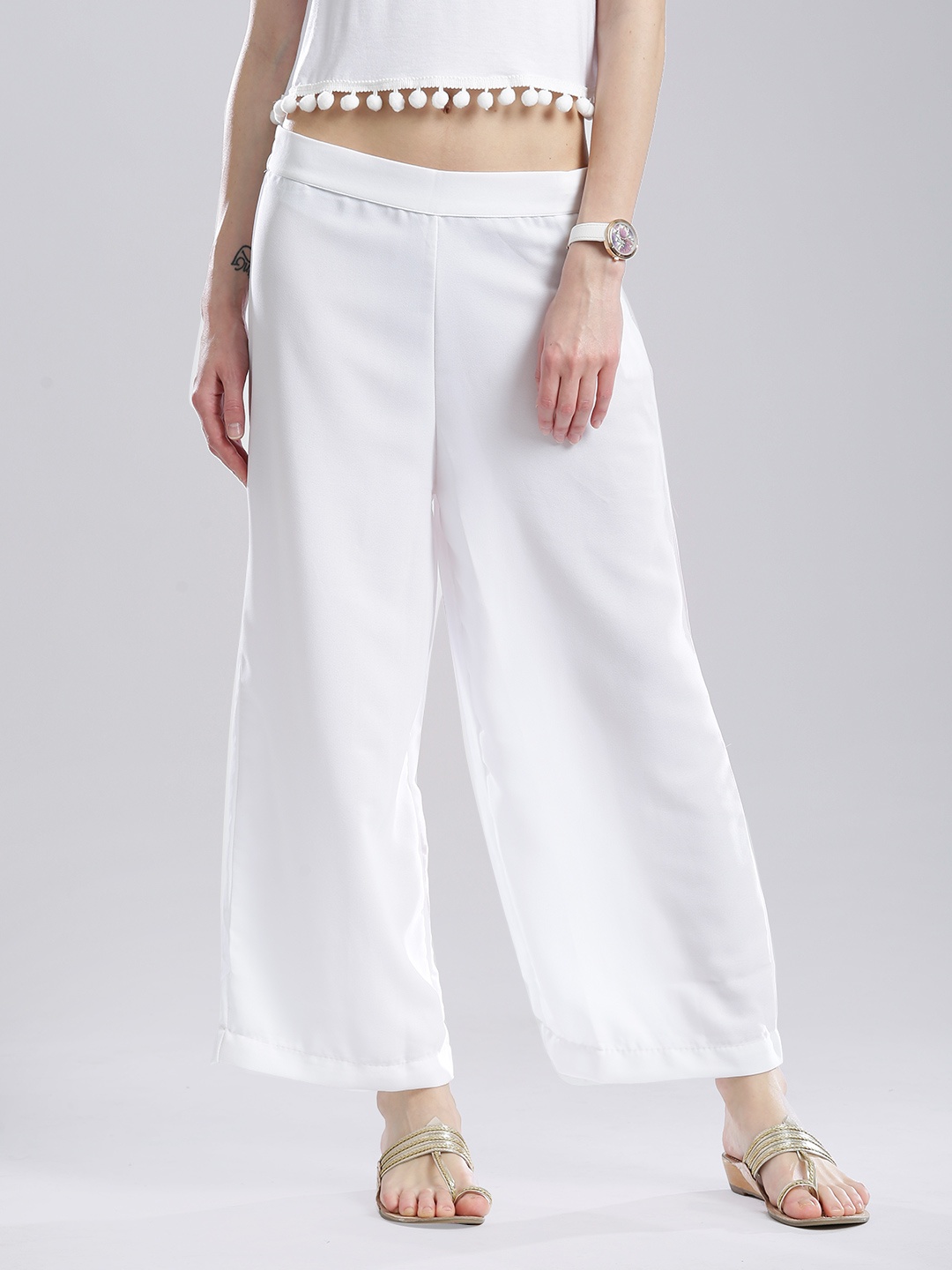 

W White Palazzo Trousers