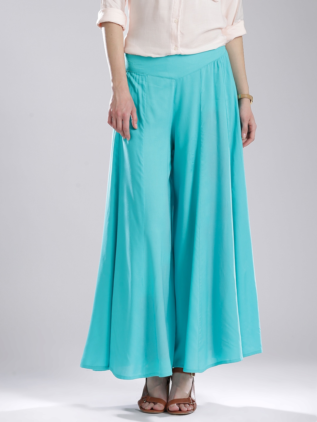 

W Turquoise Blue Palazzo Trousers