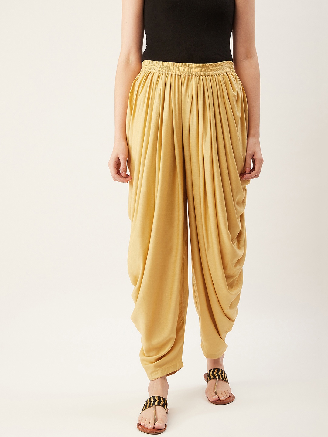 

fabGLOBAL Women Beige Solid Dhoti Salwar