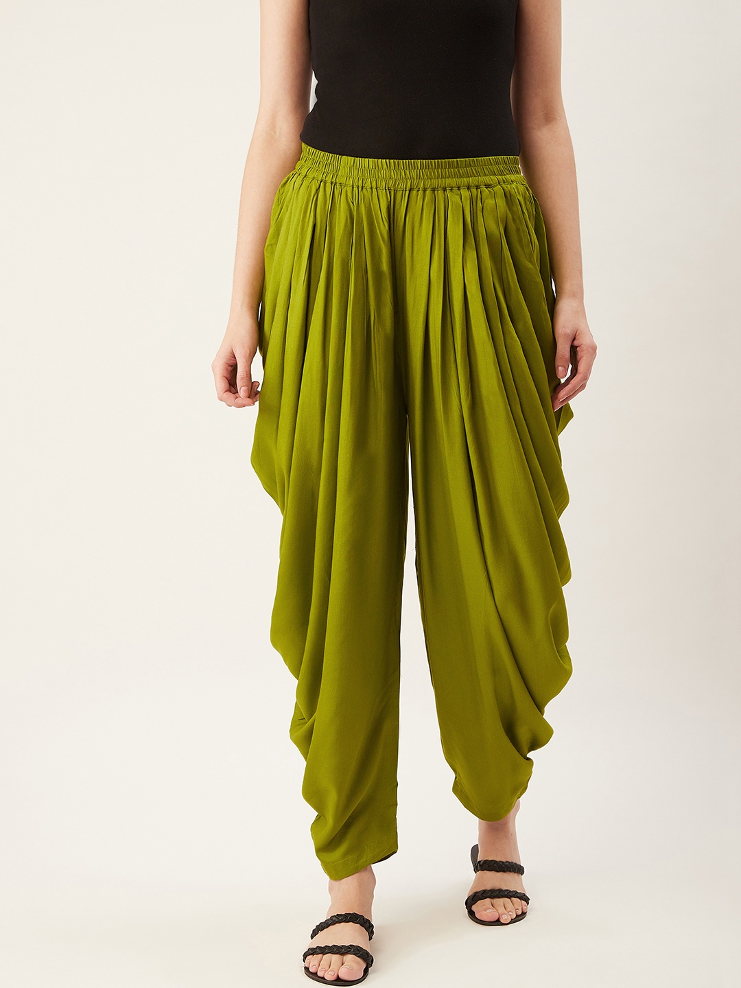 

fabGLOBAL Women Green Solid Dhoti Salwar