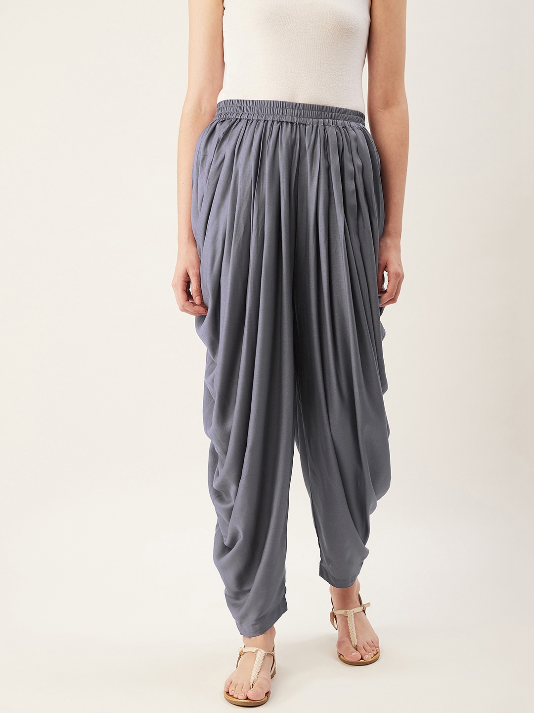

fabGLOBAL Women Grey Solid Dhoti Salwar