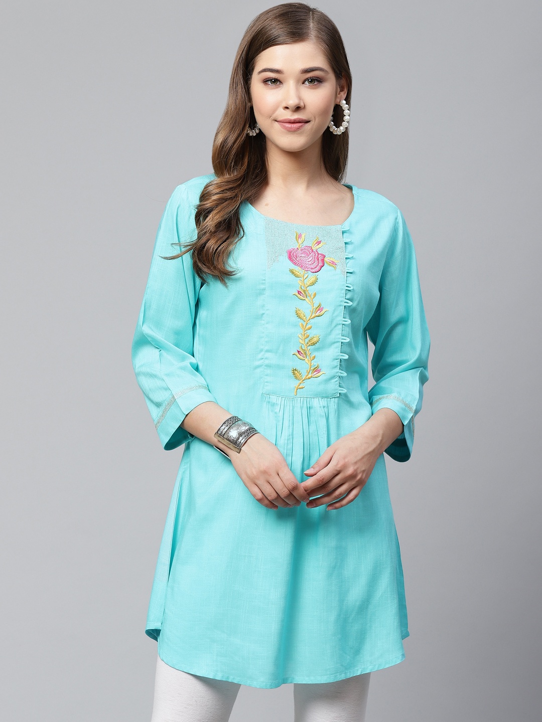 

Cayman Women Blue Yoke Design A-Line Kurta