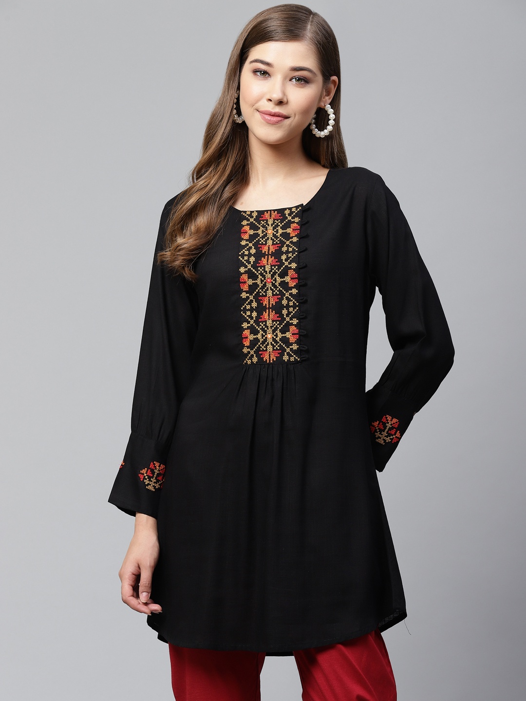 

Cayman Women Black Yoke Design A-Line Kurta