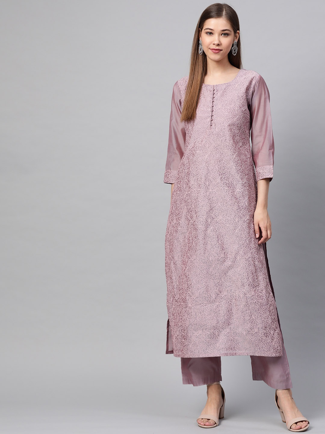 

Varanga Women Mauve Printed Kurta with Trousers