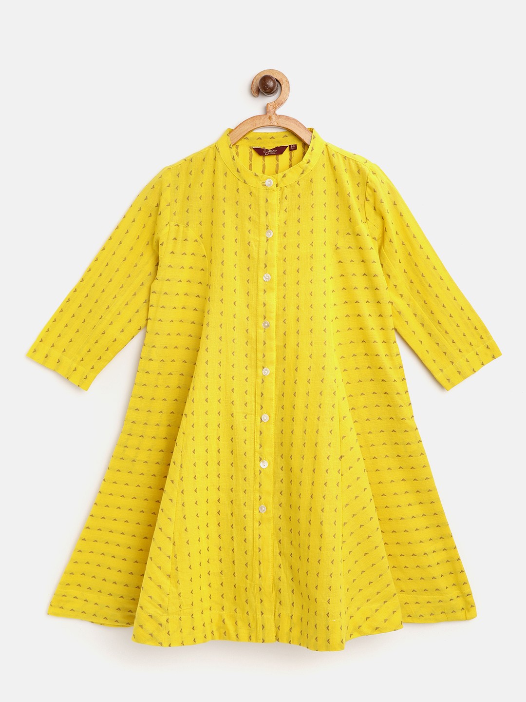 

Sangria Girls Mustard Yellow Woven Design A-Line Kurta
