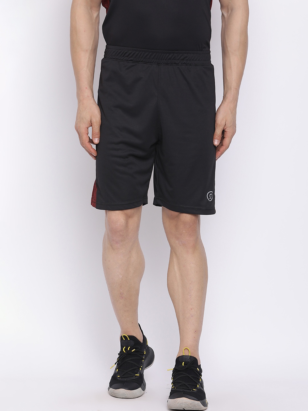 

CHKOKKO Men Black Solid Regular Fit Sports Shorts