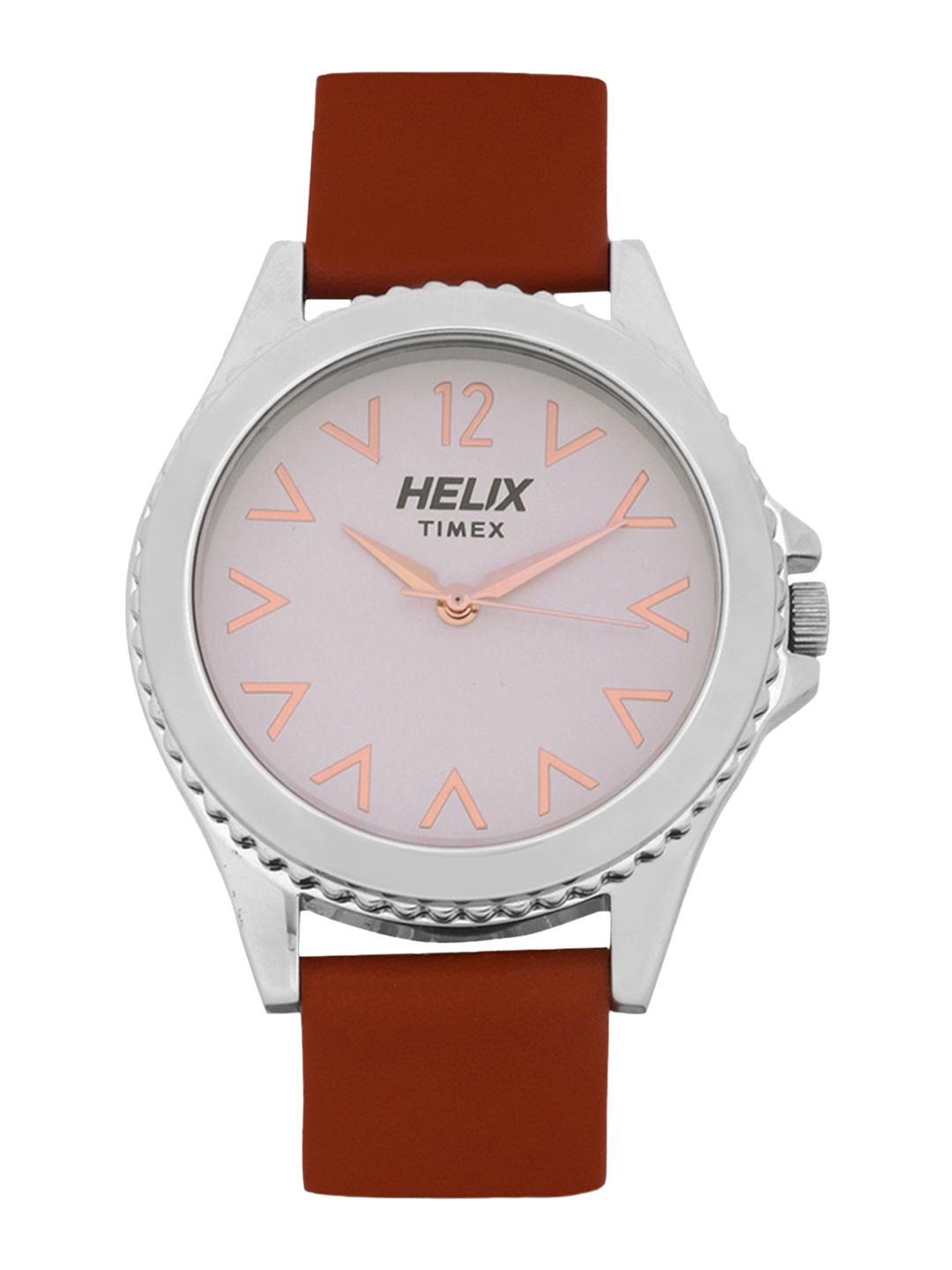 

Helix Women Silver-Toned & Orange Analogue Watch TW035HL05