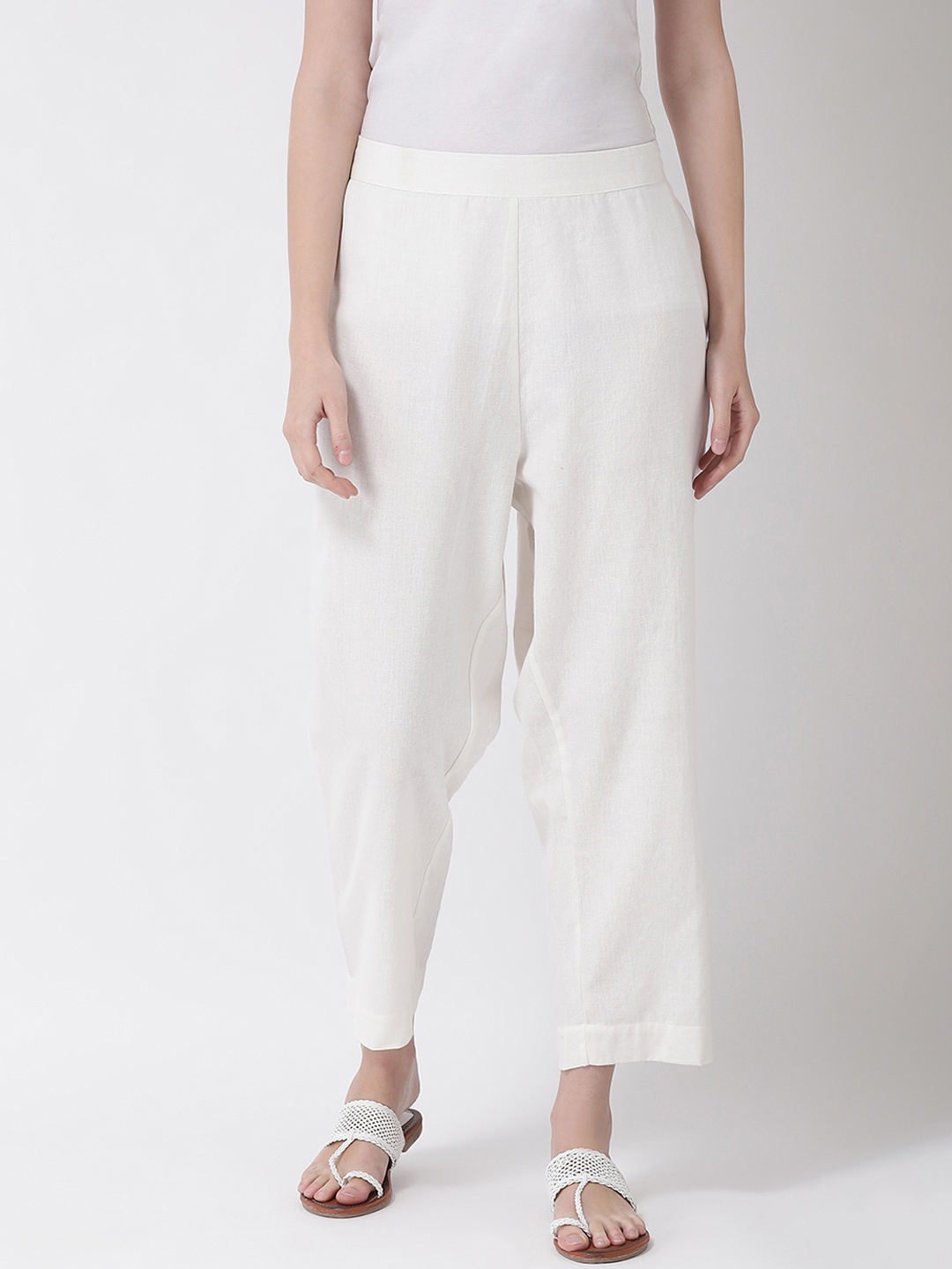 

Aayna Women White Comfort Regular Fit Solid Culottes