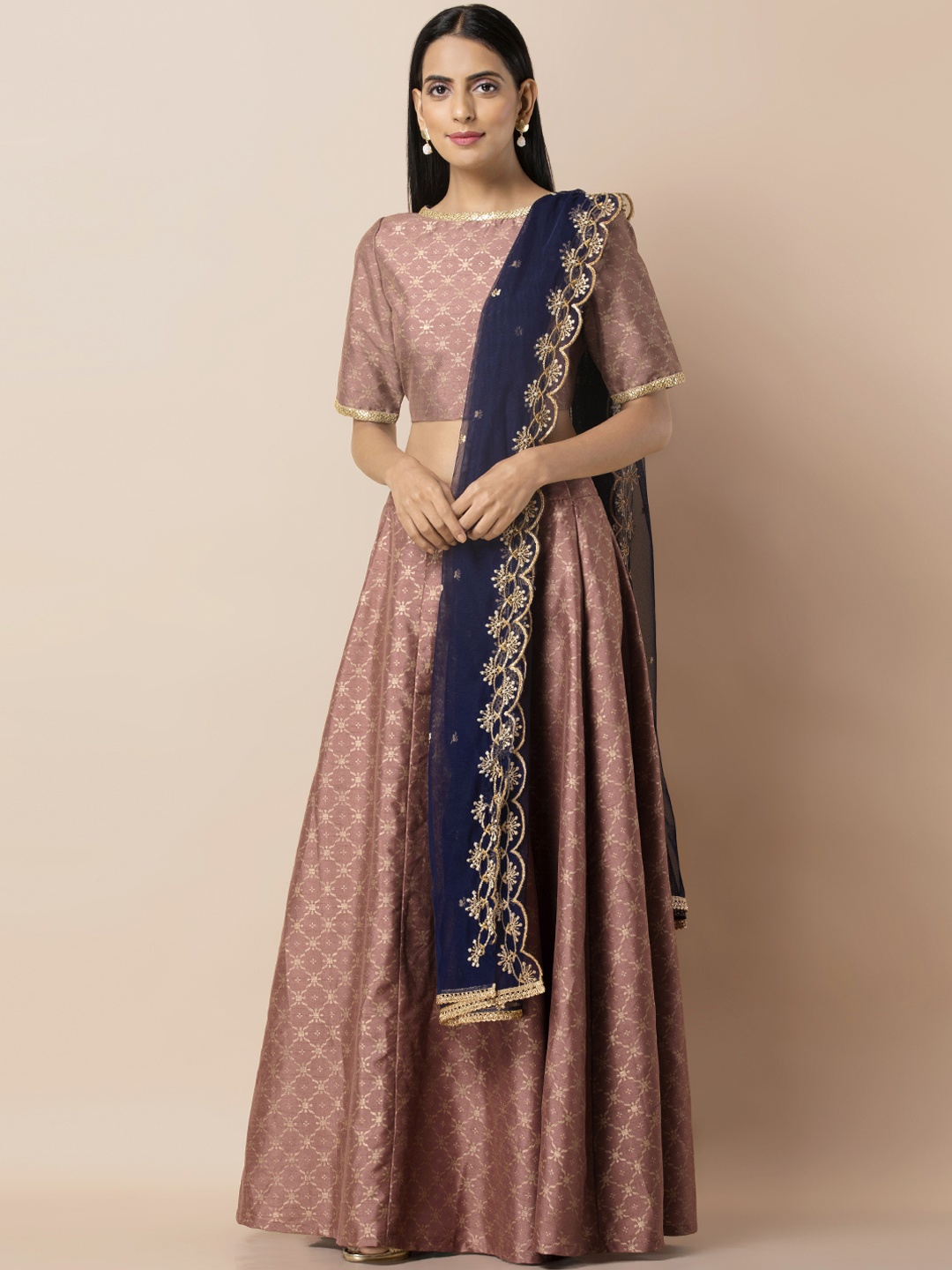 

INDYA Women Blue Embroidered Dupatta