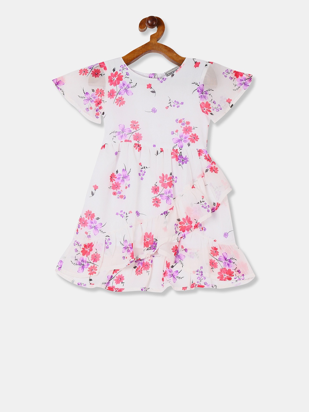 

Cherokee Girls White Printed Fit and Flare Dress