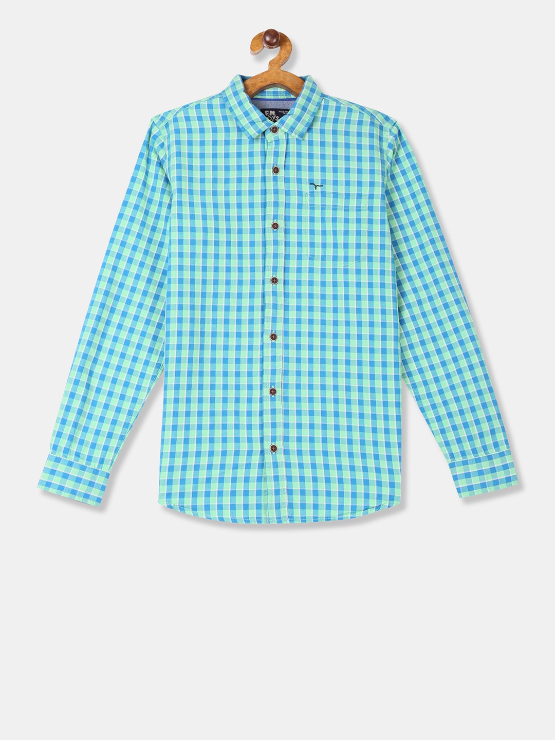 

Flying Machine Boys Green & Blue Regular Fit Checked Casual Shirt