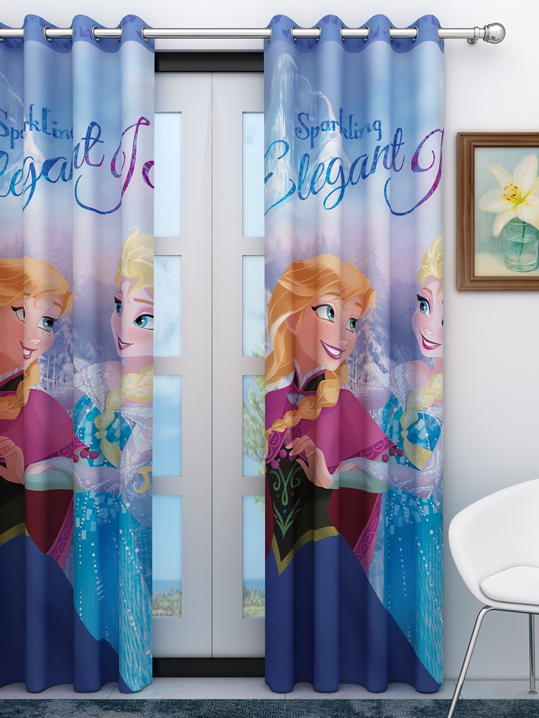 

Disney Blue & Yellow Set of 2 Room Frozen Darkening Long Door Curtains
