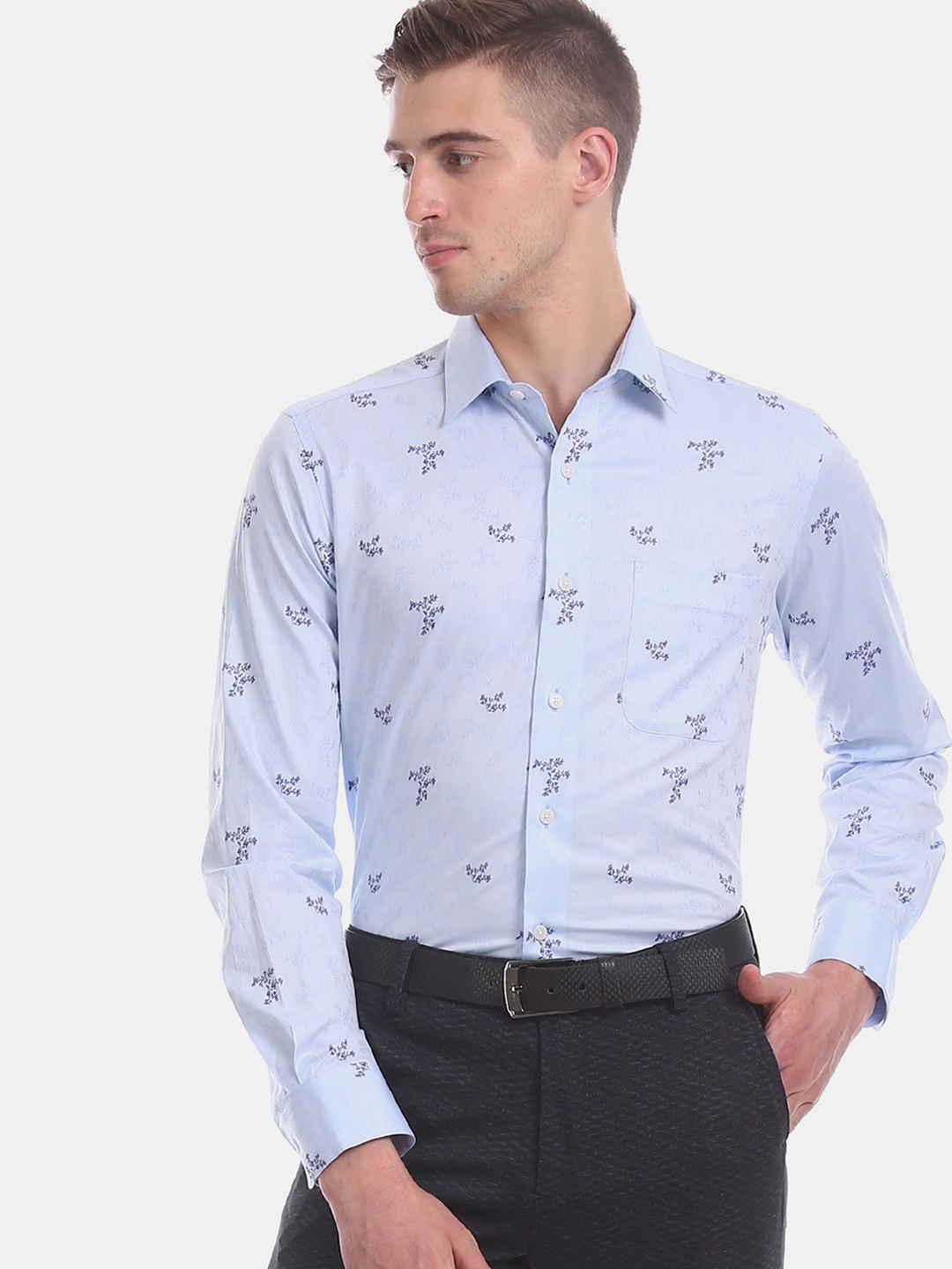 

Arrow Men Blue Regular Fit Printed Formal Shirt