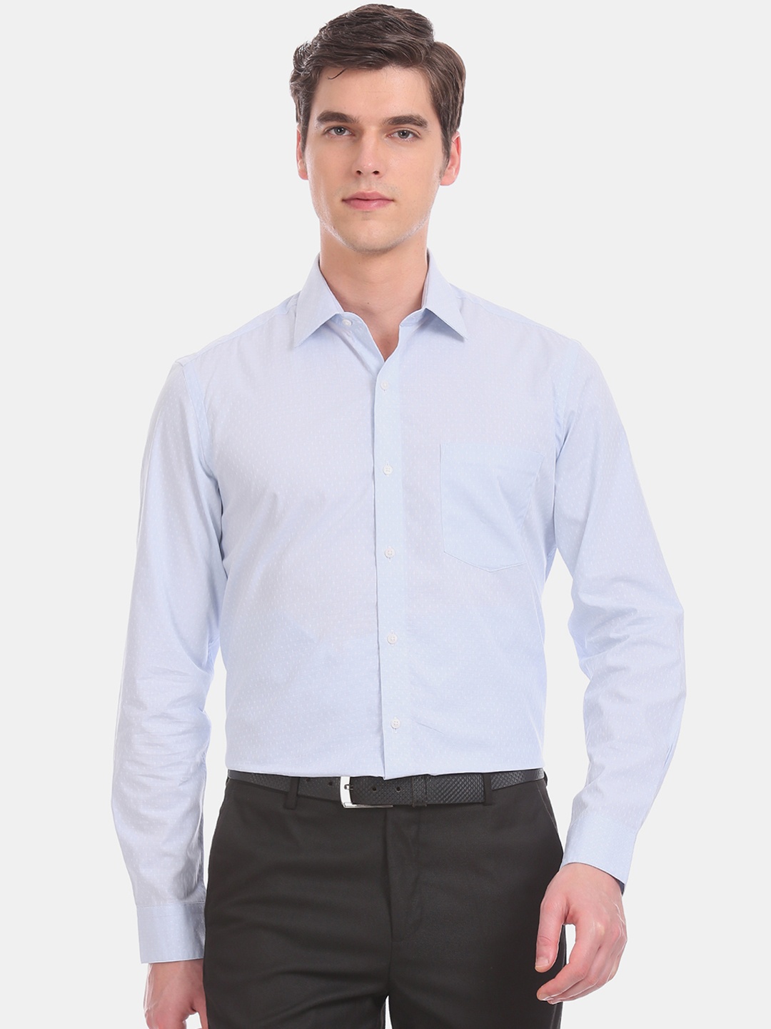 

Arrow Men Blue Slim Fit Self Design Formal Shirt