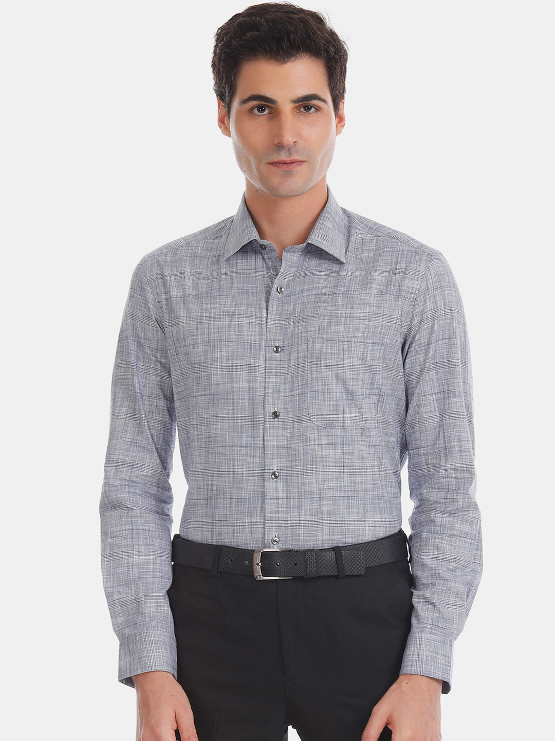

Arrow Men Grey Slim Fit Solid Formal Shirt