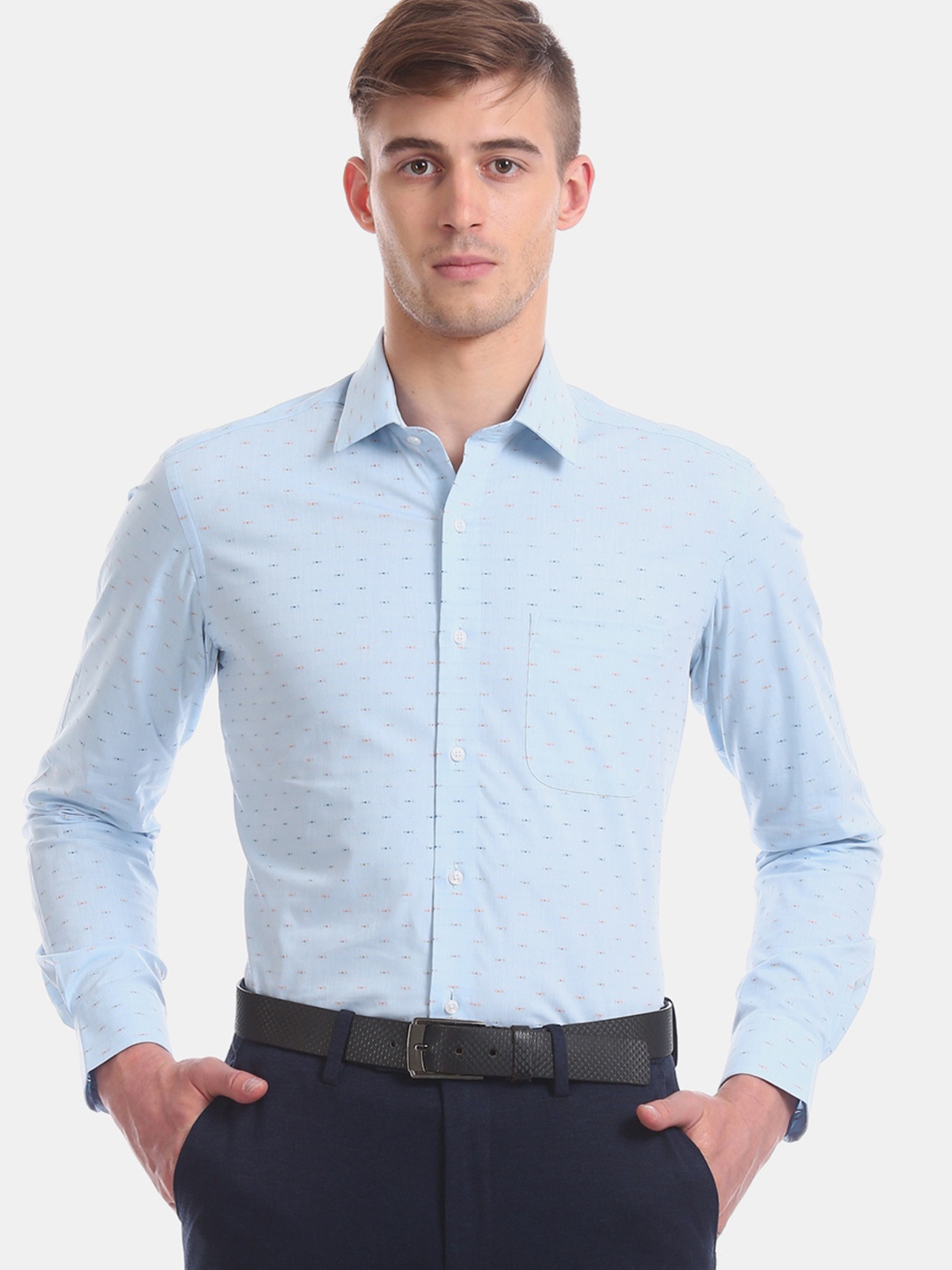 

Arrow Men Blue Slim Fit Printed Formal Shirt