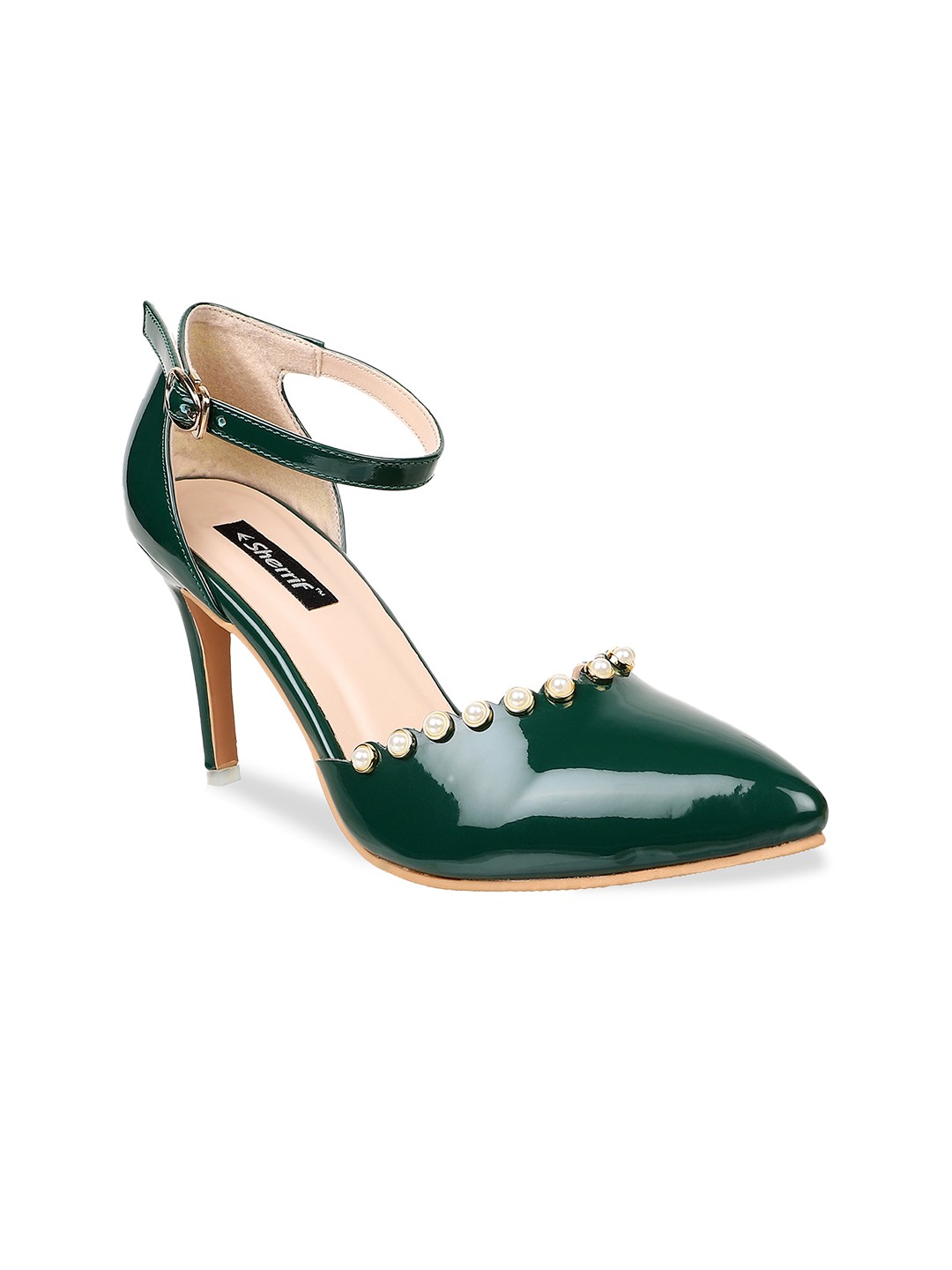 

Sherrif Shoes Women Green Solid Embellished Heels
