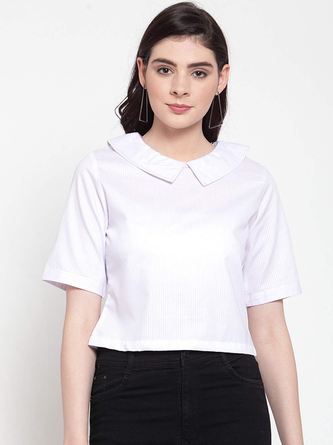 

armure Women White Striped Bardot Top