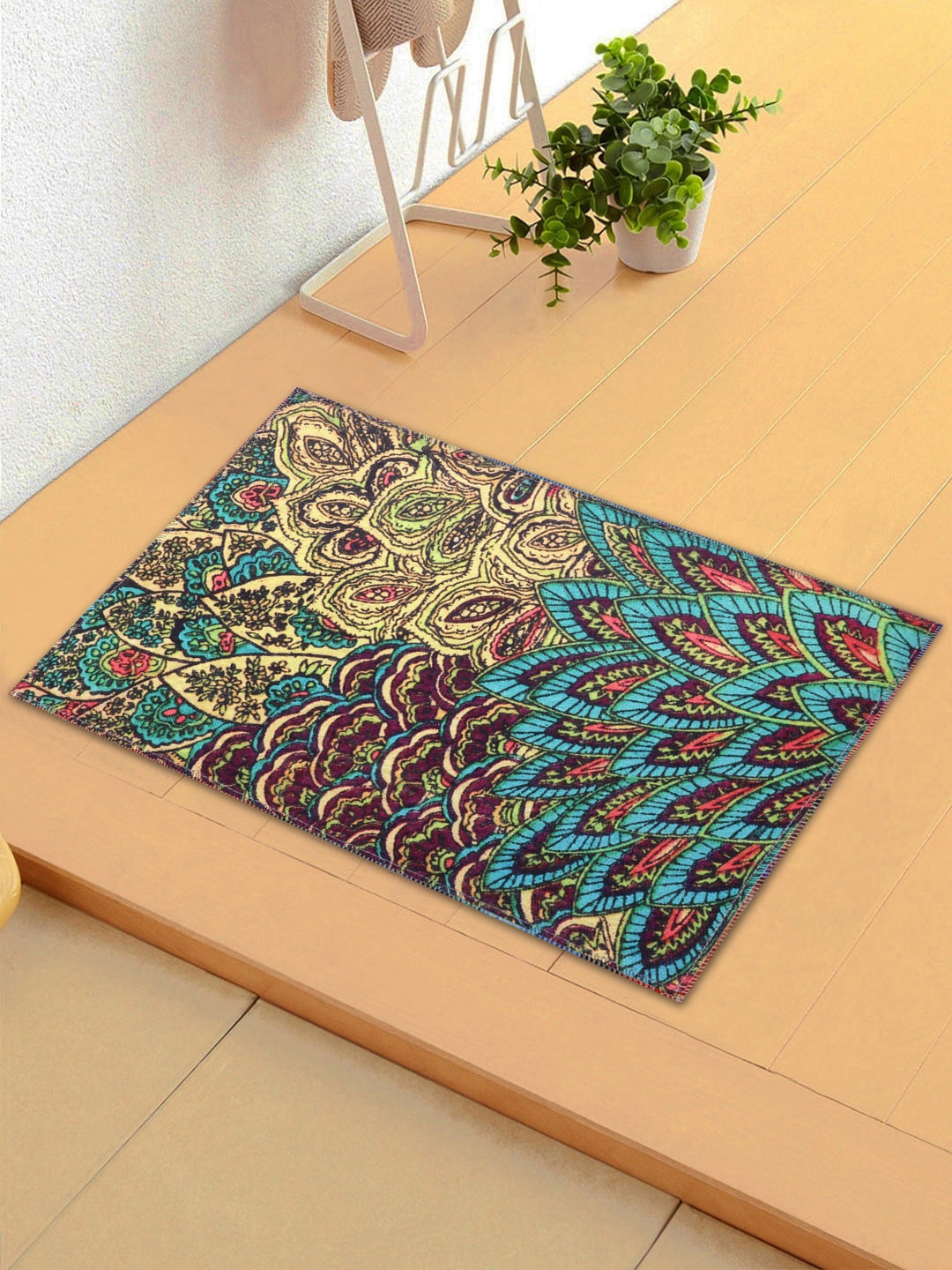

ROMEE Green & Beige Printed Anti-Skid Doormat