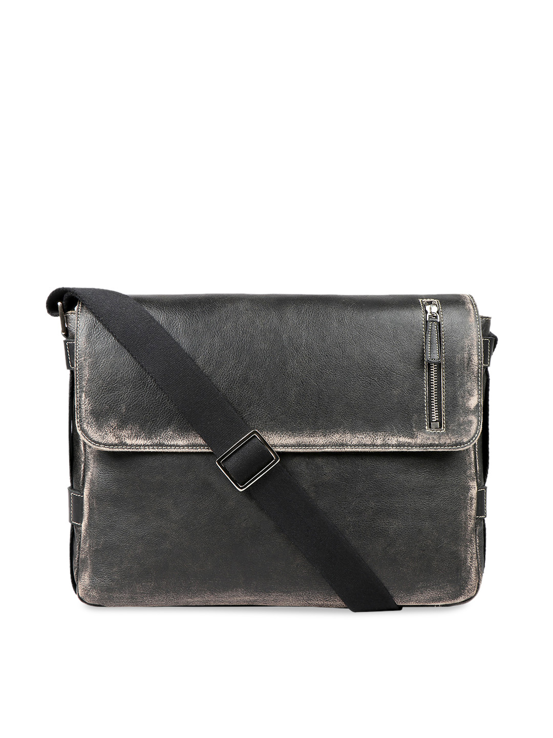 

Hidesign Men Black Solid Leather Messenger Bag