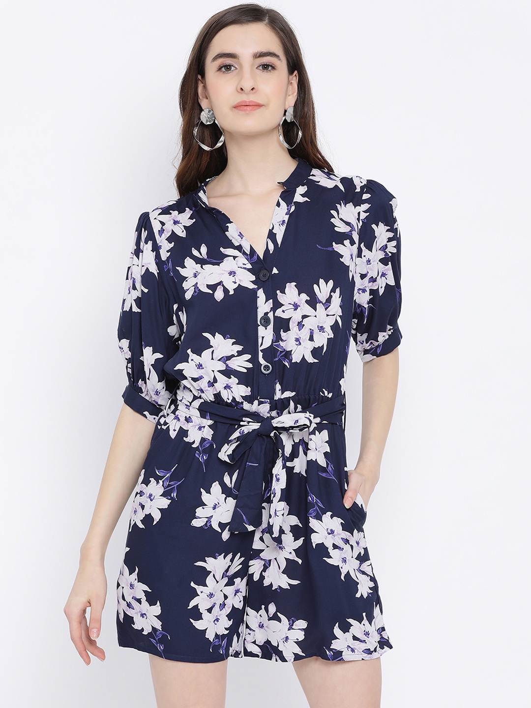 

Oxolloxo Women Blue Printed Playsuit
