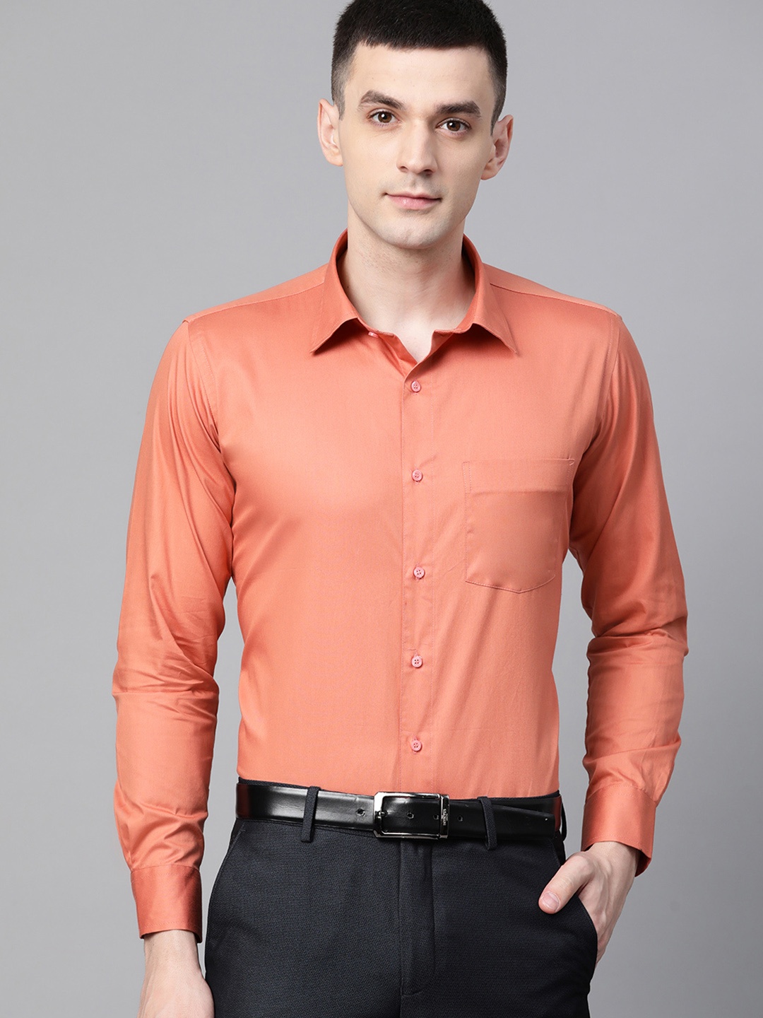 

DENNISON Men Orange Smart Slim Fit Solid Formal Shirt