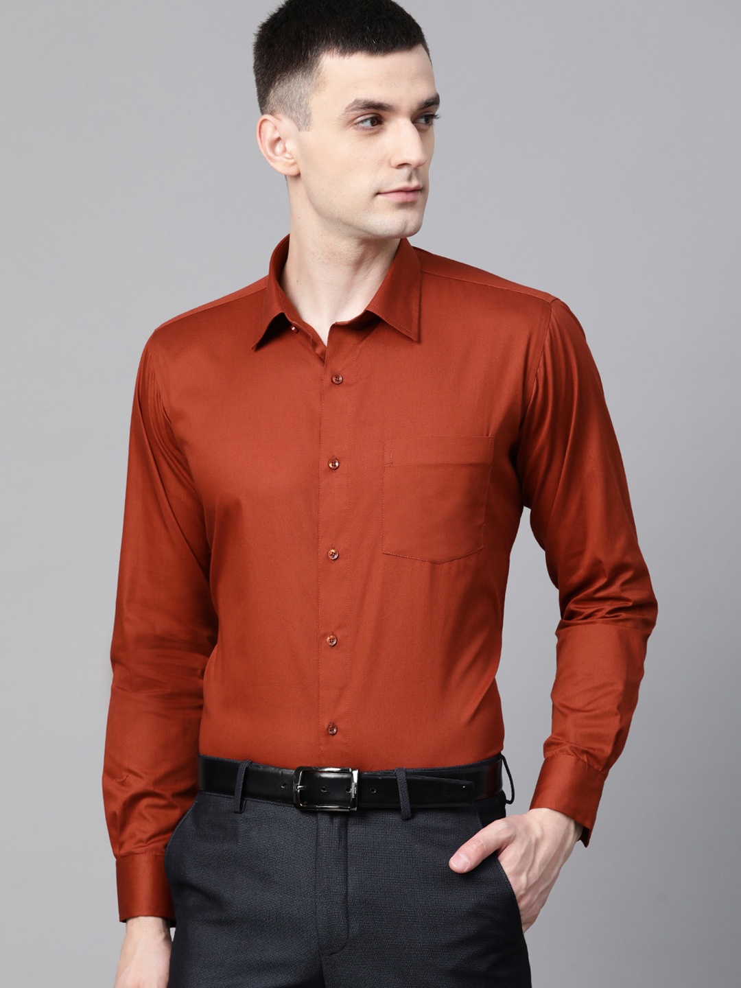 

DENNISON Men Brown Smart Slim Fit Solid Formal Shirt