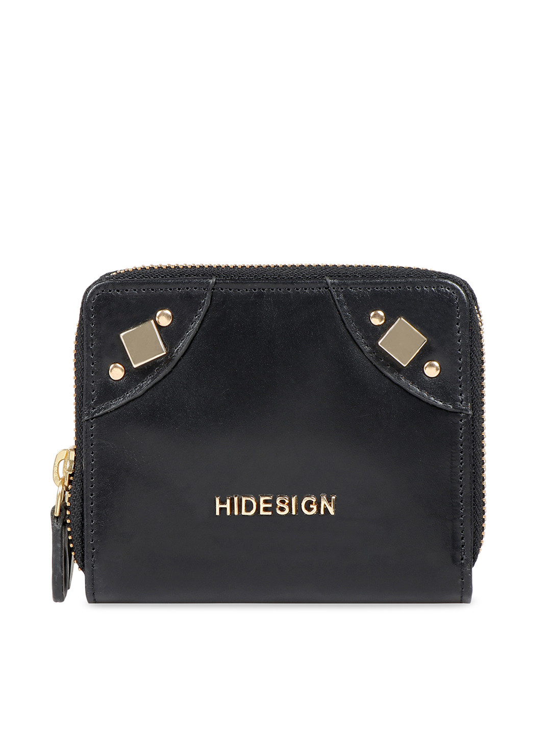 

Hidesign Women Black Solid Zip Around Wallet