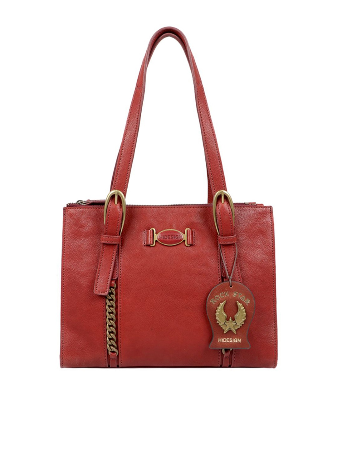 

Hidesign Red Textured Leather Shoulder Bag