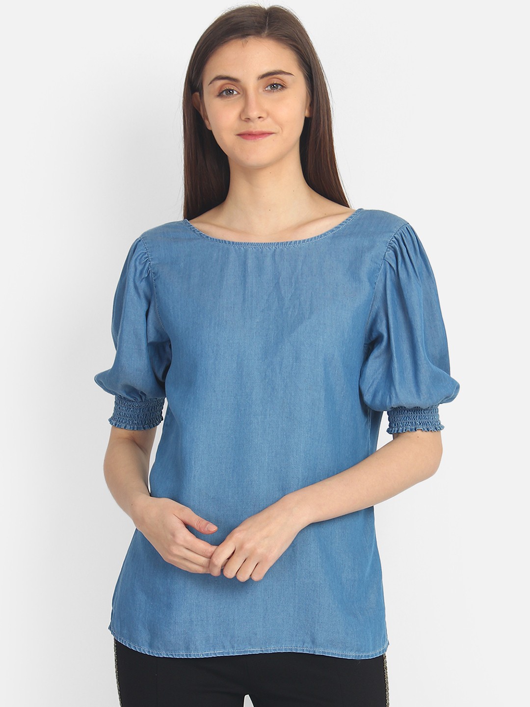 

COVER STORY Women Blue Solid Top