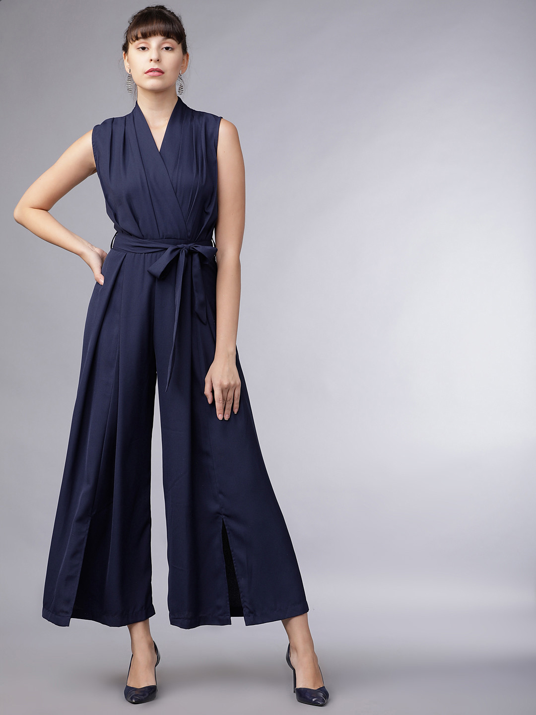 

Tokyo Talkies Women Blue Solid Basic Jumpsuit