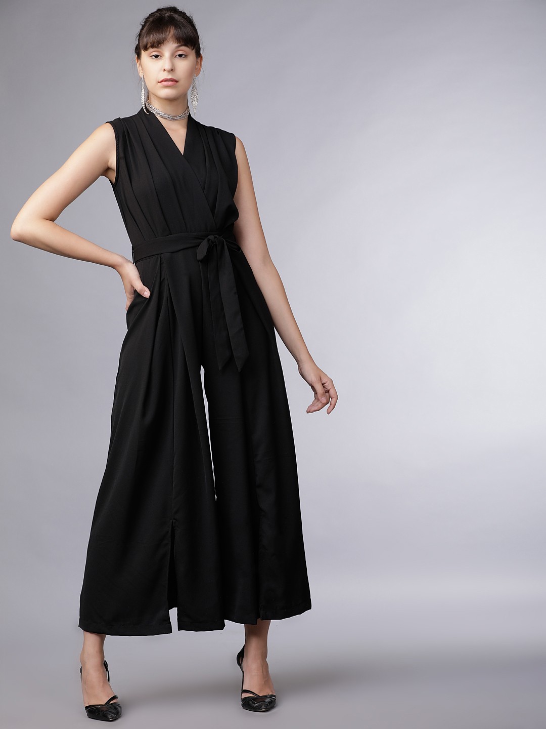 

Tokyo Talkies Women Black Solid Basic Jumpsuit