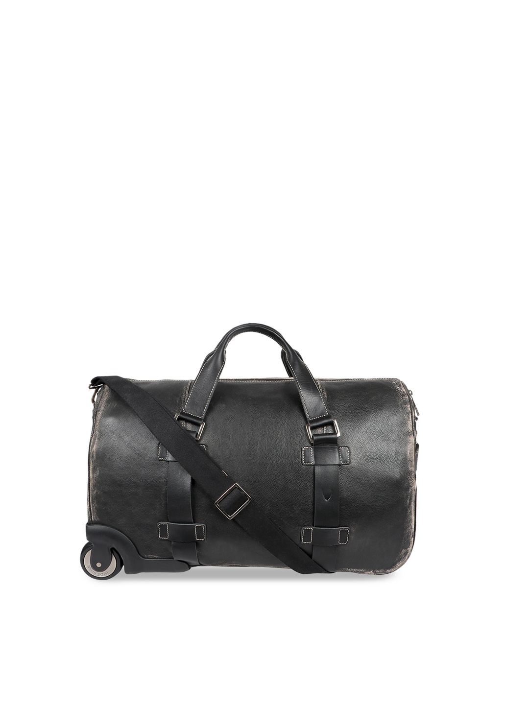

Hidesign Men Black Solid Leather Medium Duffel Bag