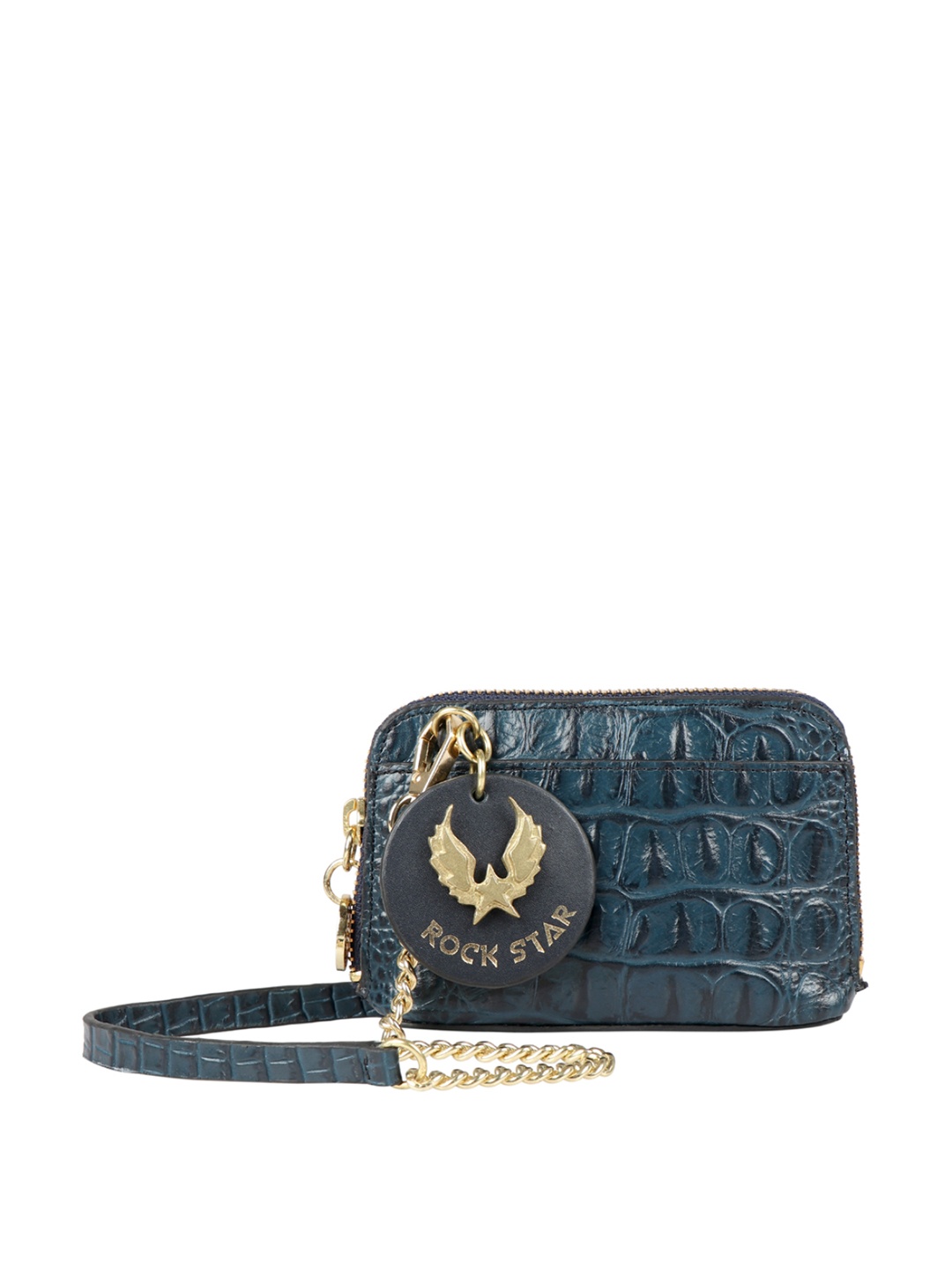 

Hidesign Blue Textured Leather Purse Clutch