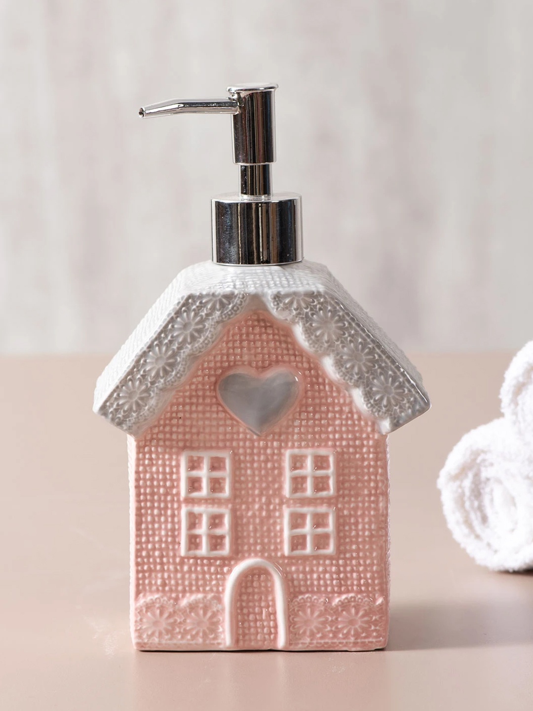 

THEDECORKART Pink Textured Soap Dispenser