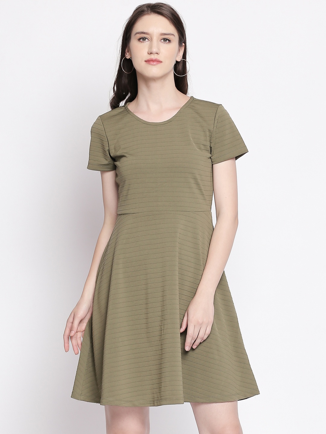 

Honey by Pantaloons Women Green Self Design Fit and Flare Dress