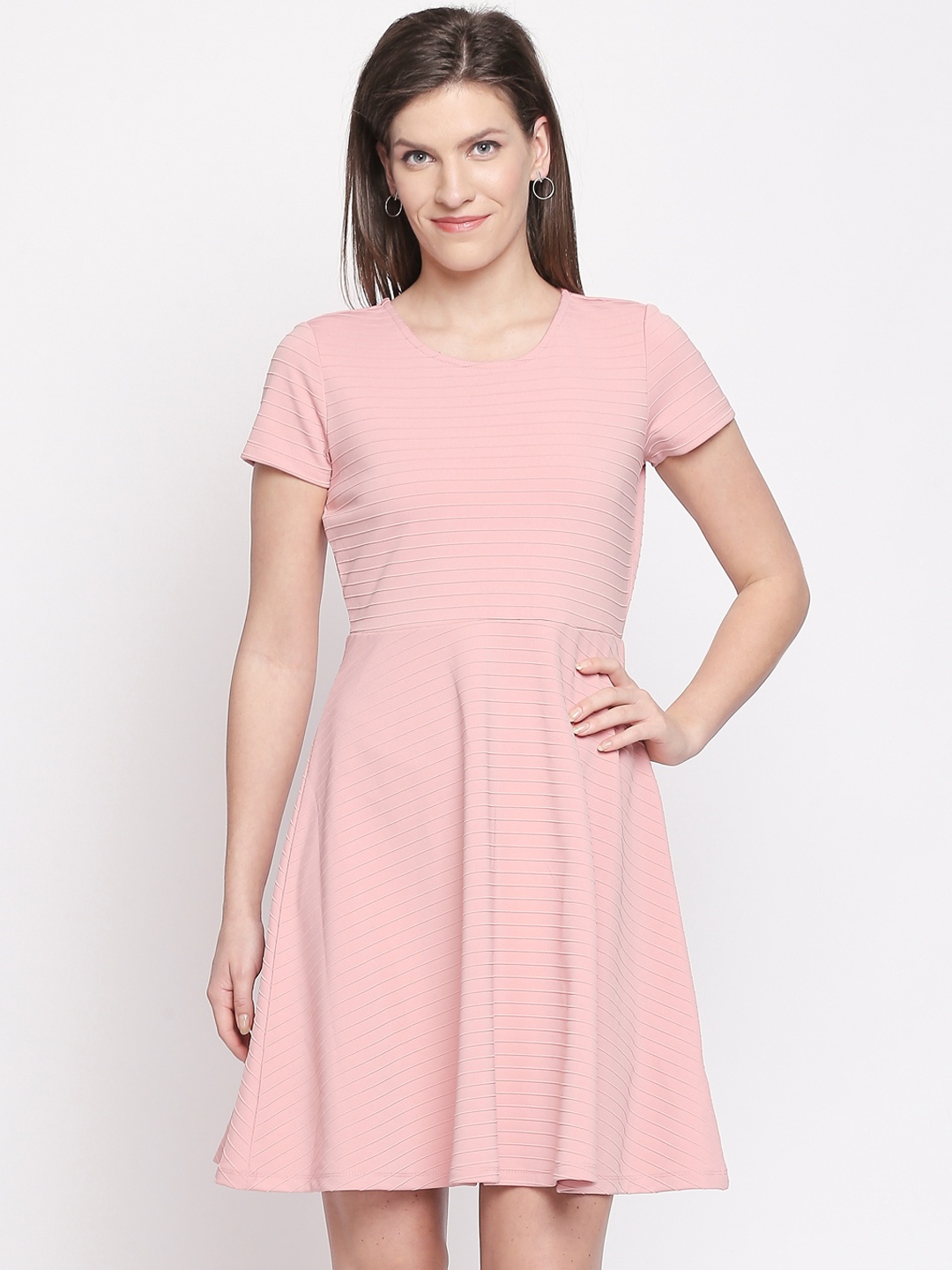 

Honey by Pantaloons Women Pink Self Design Fit and Flare Dress