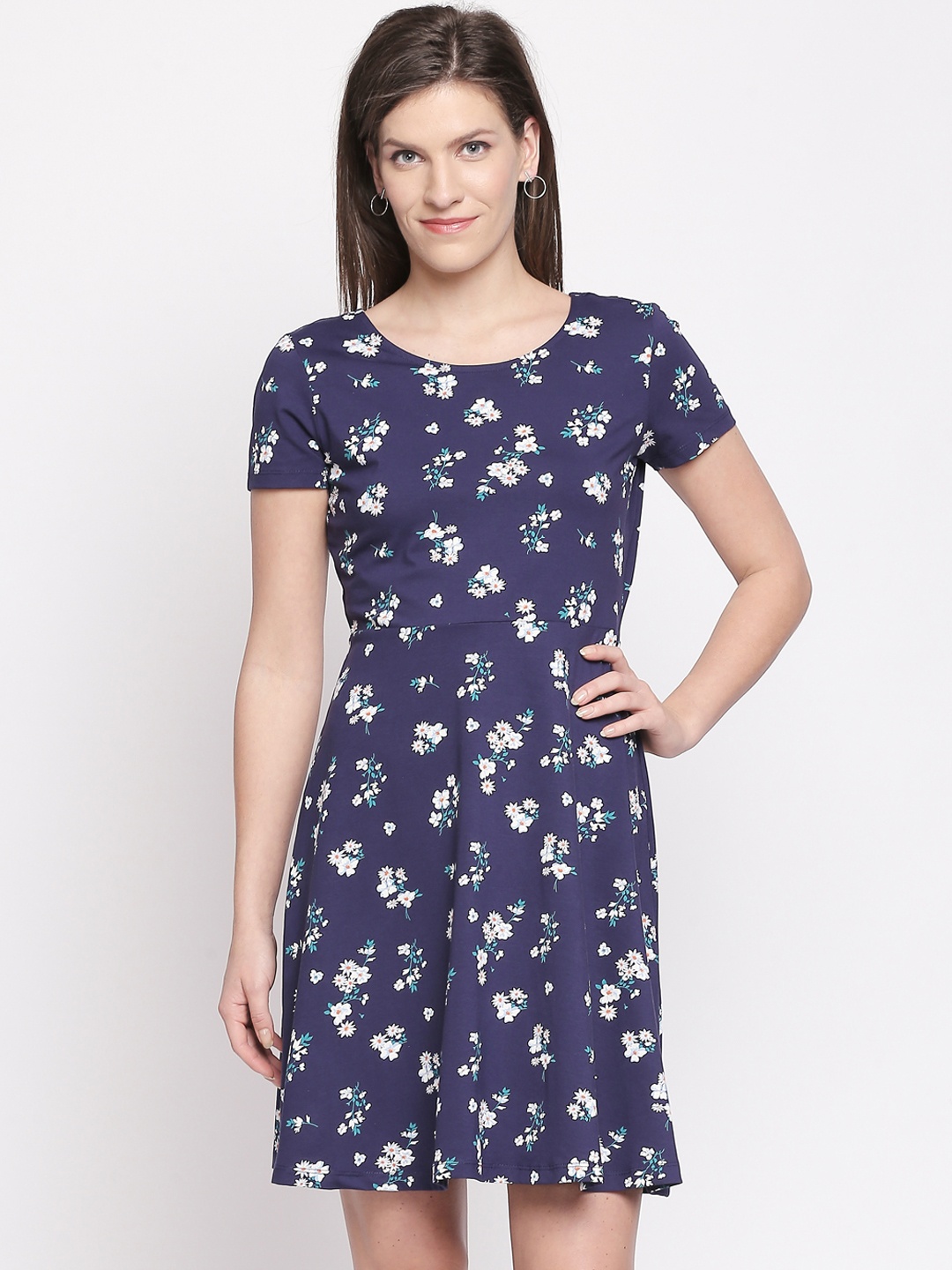 

Honey by Pantaloons Women Navy Blue Printed Fit and Flare Dress