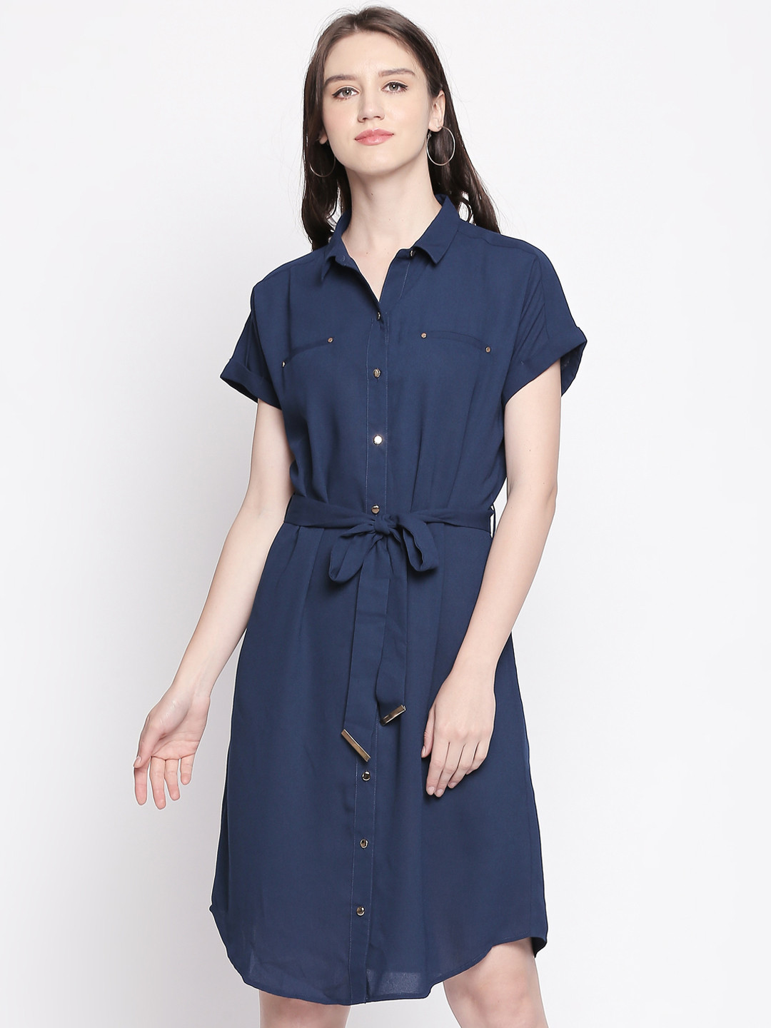 

Annabelle by Pantaloons Women Navy Blue Solid Shirt Dress
