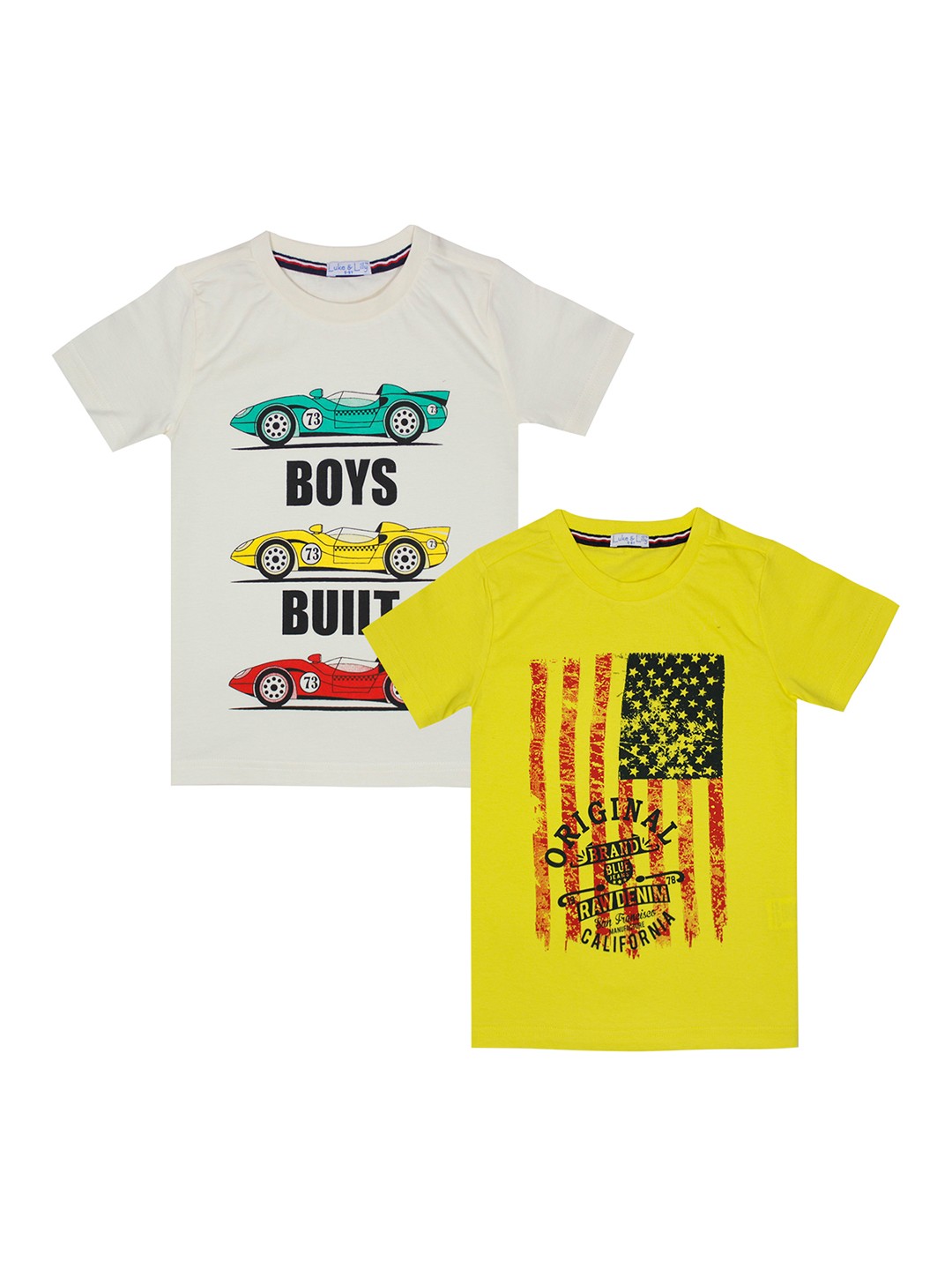 

Luke & Lilly Boys Set Of 2 Printed Round Neck T-shirt, Cream