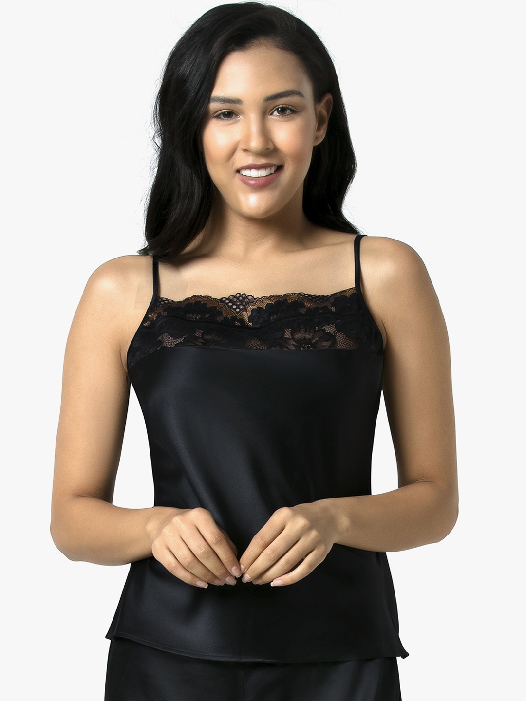 

Amante Women Black Solid Satin Camisole