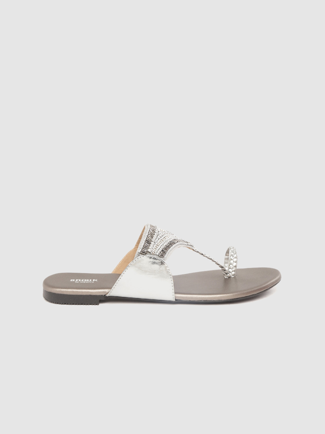

Anouk Women Silver-Toned Embellished One Toe Flats