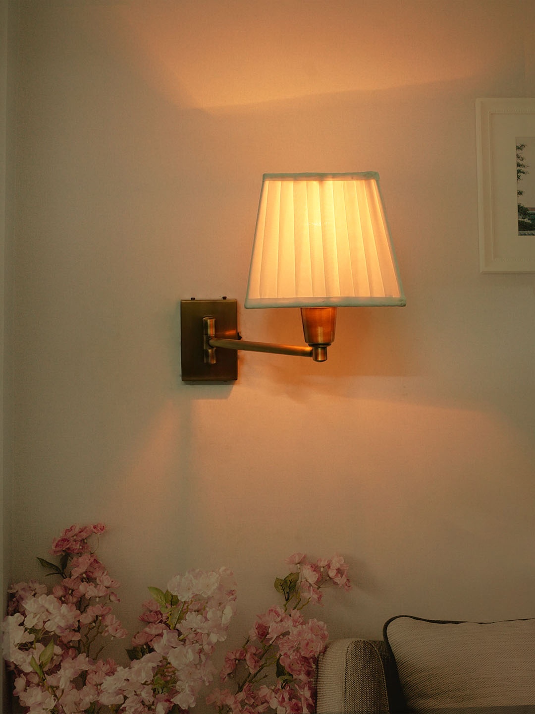 

Fos Lighting White Bedside Wallchiere with Shade, Gold