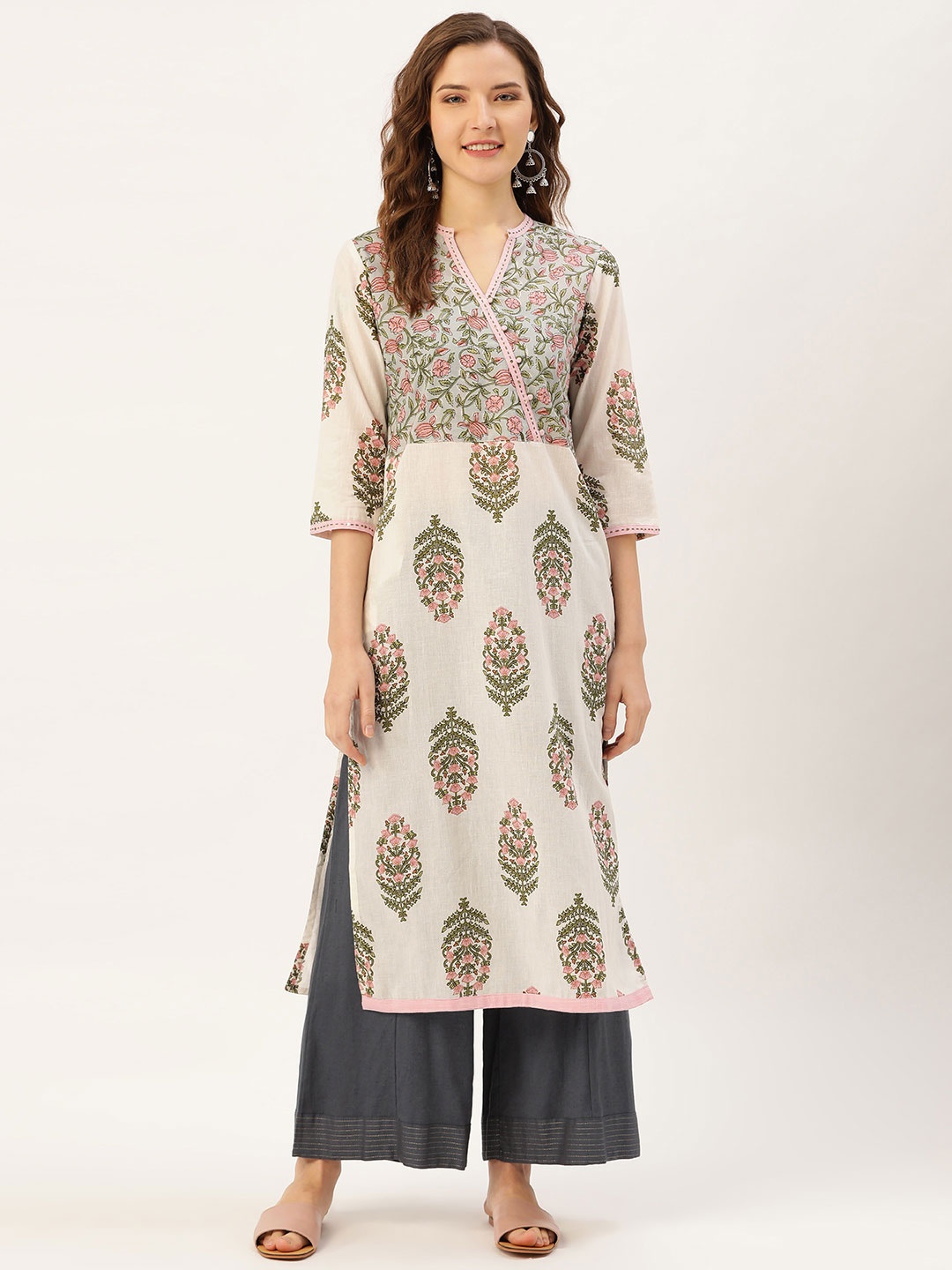 

Jaipur Kurti Women Printed Straight Kurta, Off white