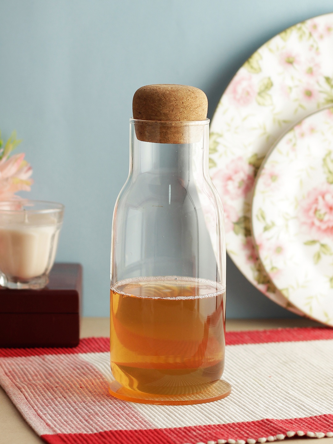 

INCRIZMA Unisex Transparent Glass Bottle With Cork Stopper